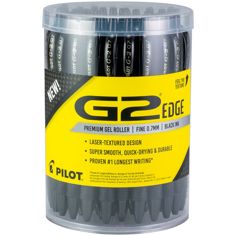 Pilot G2 Edge Premium Gel Pen, Retractable, Fine 0.7 mm, Black Ink, Black Barrel, 36/Pack (PIL15955)