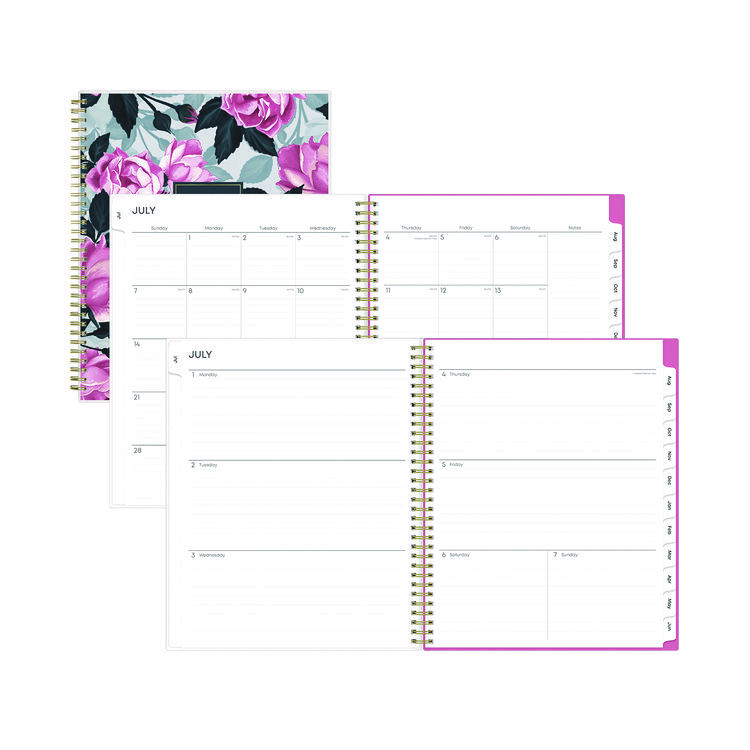 Blue Sky Roosevelt Pink Academic Weekly/Monthly Planner, Floral Artwork, 11" x 8.5", Pink/Gray Cover, 12-Month (July-June): 2025-2026 (BLS128691)