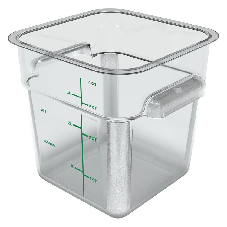 CFS1195107 - Carlisle Squares Polycarbonate Food Storage Container, 4 qt, 7.13 x 7.13 x 7.29, Clear, Plastic (CFS1195107)
