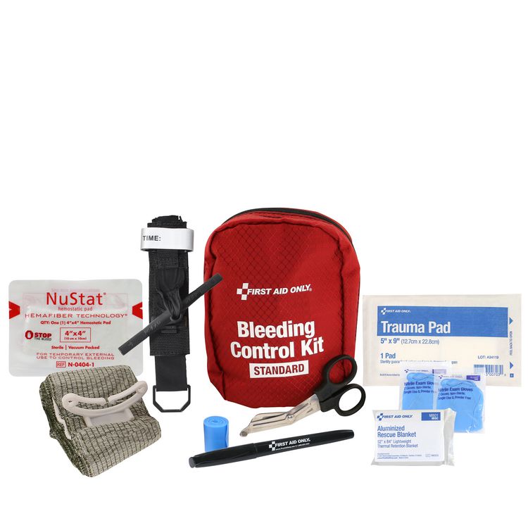 First Aid Only Standard Pro Bleeding Control Kit, 14 Pieces, Fabric Case (FAO91136)
