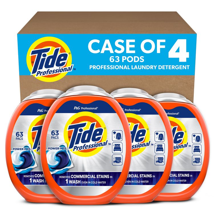 Tide Professional Commercial Power PODS Laundry Detergent, HE Compatible, 63 Liquid Pods/Tub, 4 Tubs/Carton (PGC14117)