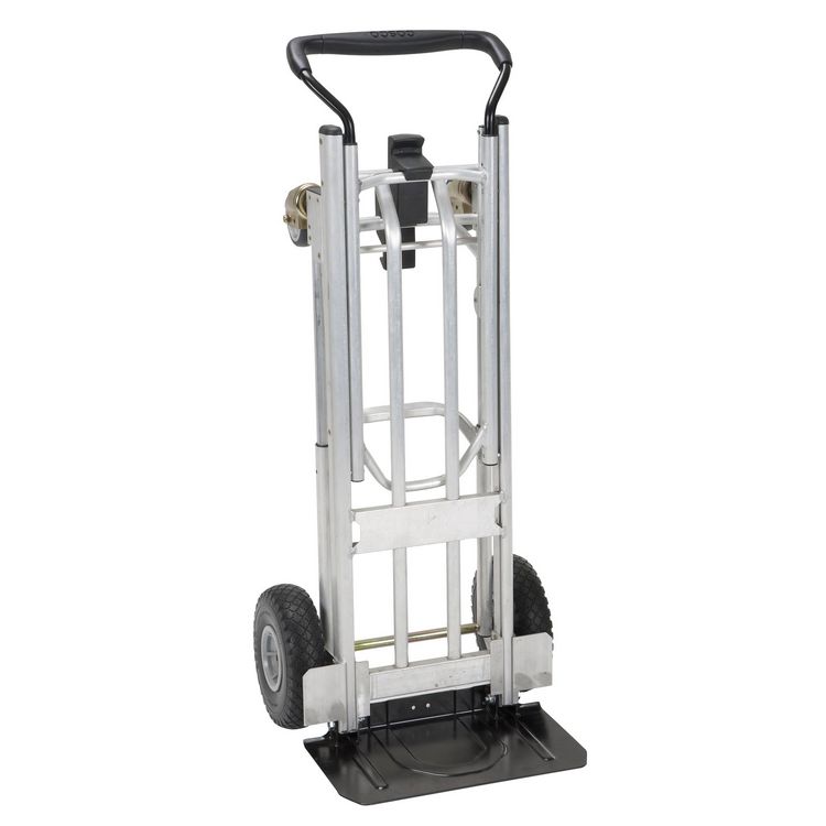 Cosco Heavy Duty 4-in-1 Truck, Supports 800 lb (Hand Truck) 1,000 lb (Cart/Platform Truck), 19.69" x 18.7" x 48.31", Silver/Black (CSC12323ASB1E)