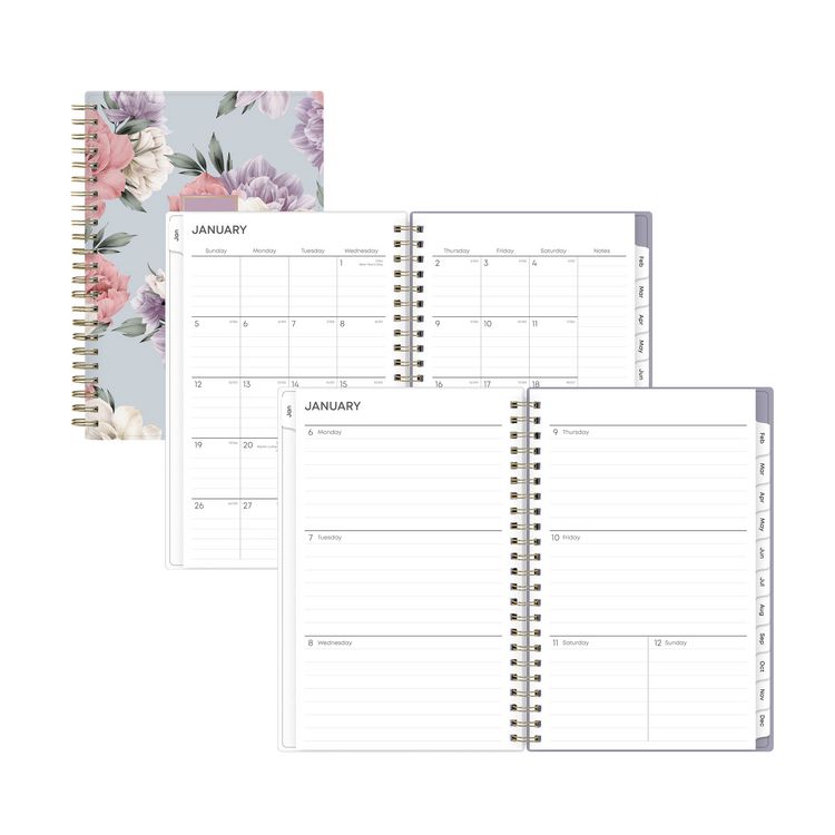 Blue Sky Tula Weekly/Monthly Planner, Floral Artwork, 8" x 5", Purple/Pink/White Cover, 12-Month (Jan to Dec): 2026 (BLS143974)