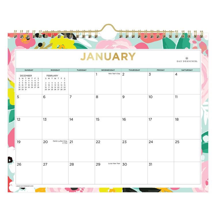 Blue Sky Day Designer Secret Garden Mint Monthly Wall Calendar, Floral Artwork, 11 x 8.75, Multicolor Sheets, 12-Month (Jan-Dec): 2026 (BLS148632)