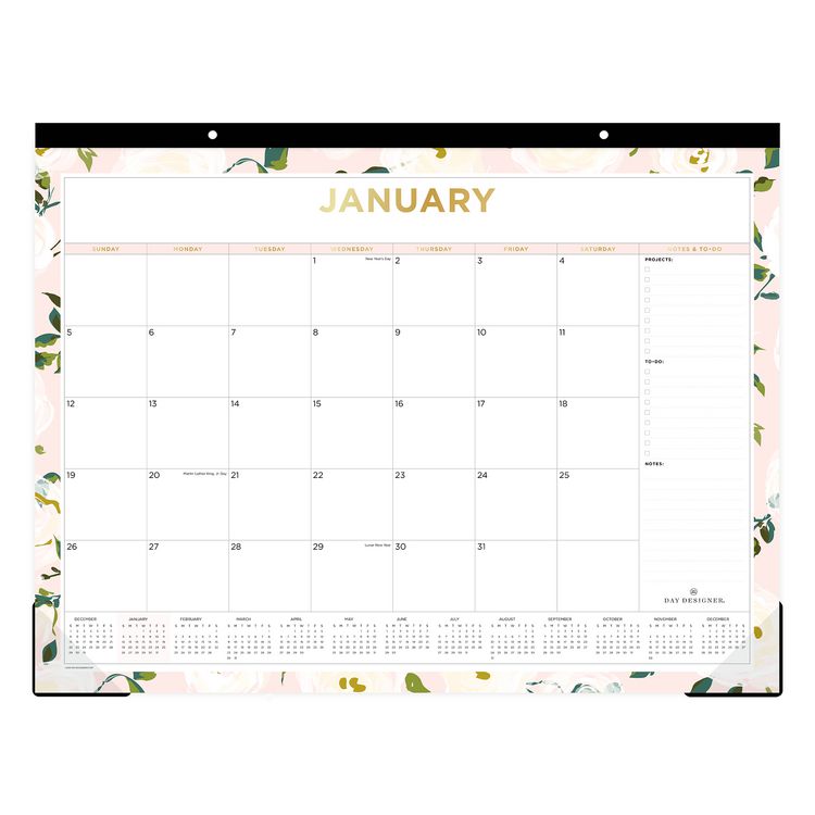 Blue Sky Day Designer Coming Up Roses Monthly Desk Pad Calendar, Floral Artwork, 22 x 17, Cream/Blush Sheets, 12-Month (Jan-Dec): 2026 (BLS138198)