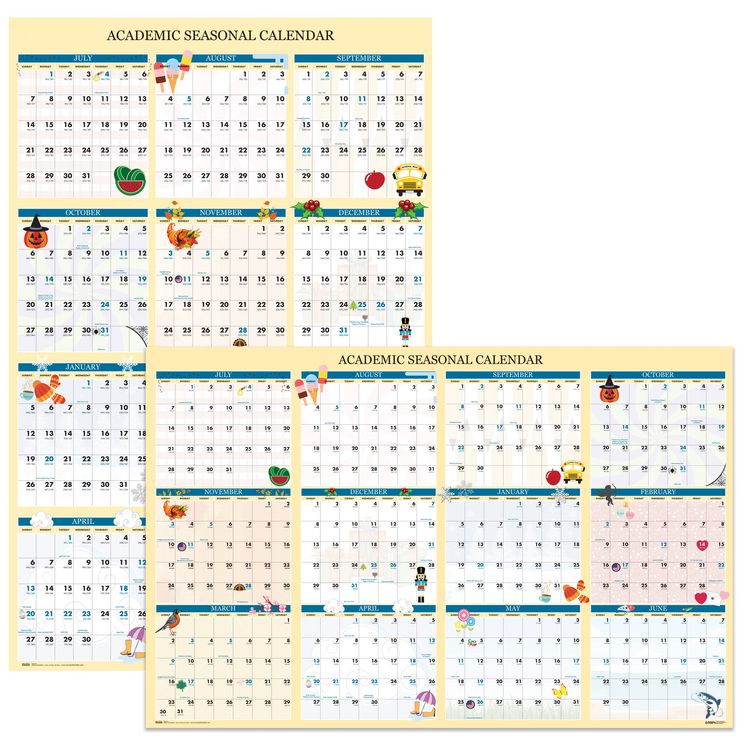 House of Doolittle Recycled Academic Seasonal Laminated Wall Calendar, Illustrated Seasons, 24 x 37, 12-Month (July to June), 2025 to 2026 (HOD39835)