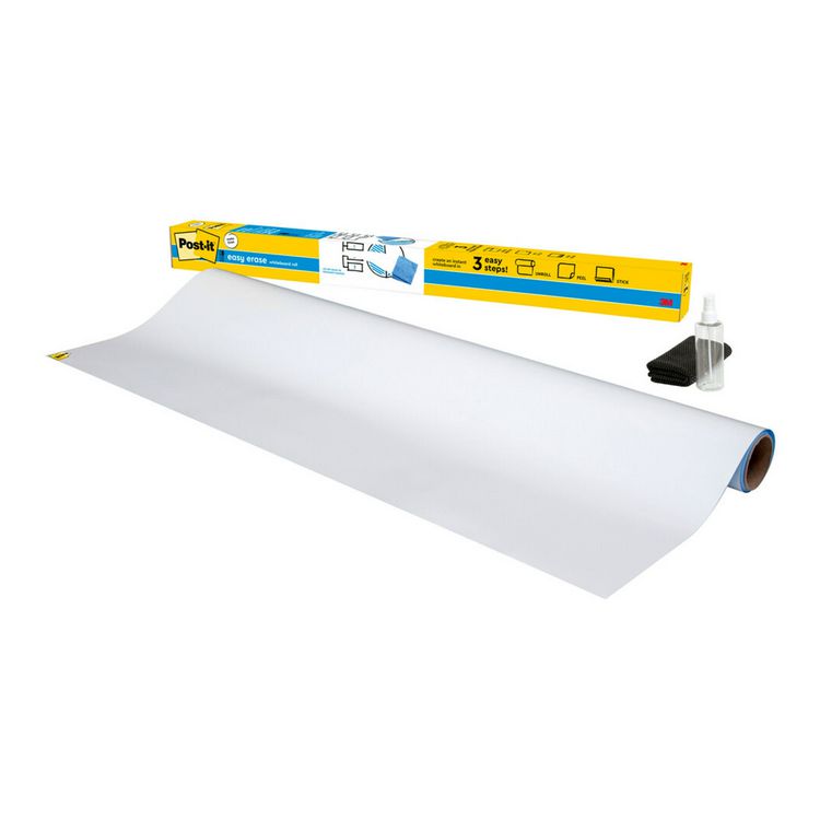 Post-it Easy Erase Permanent Marker Whiteboard Surface, Laminate Film, 48" x 36", White (MMMEE4X3)
