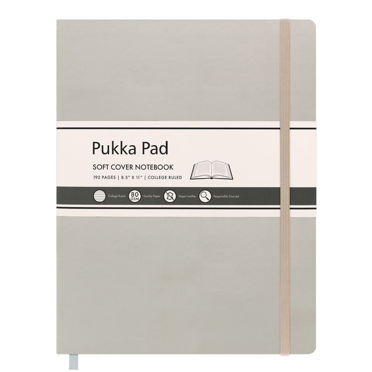 PUKKA PAD Soft Cover Notebook, College Rule, Pebble Cover, (96) 11 x 8.5 Sheets (PUK9943SIG)