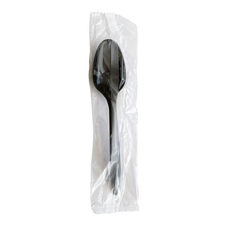 Boardwalk Mediumweight Polypropylene Cutlery, Individually Wrapped, Spoon, Plastic, Black, 1,000/Carton (BWKSPOONBLPPIW)