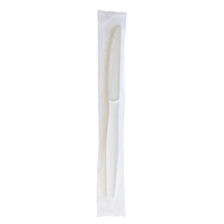 Boardwalk Heavyweight Wrapped Polystyrene Cutlery, Knife, Plastic, White, 1,000/Carton (BWKKNIFEWHPSIW)
