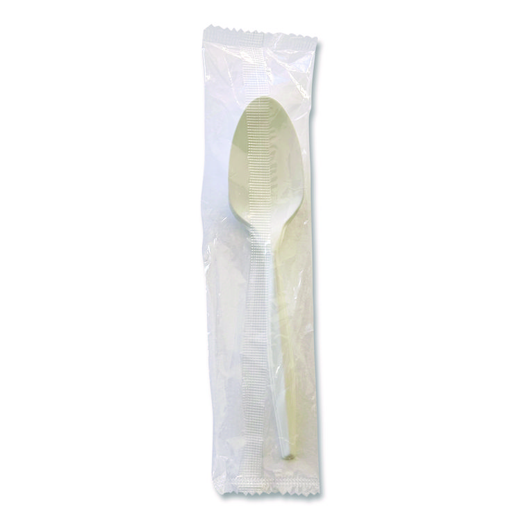 Boardwalk Mediumweight Wrapped Polypropylene Cutlery, Spoon, 5.31", Plastic, White, 1,000/Carton (BWKSPOONMWPPIW)