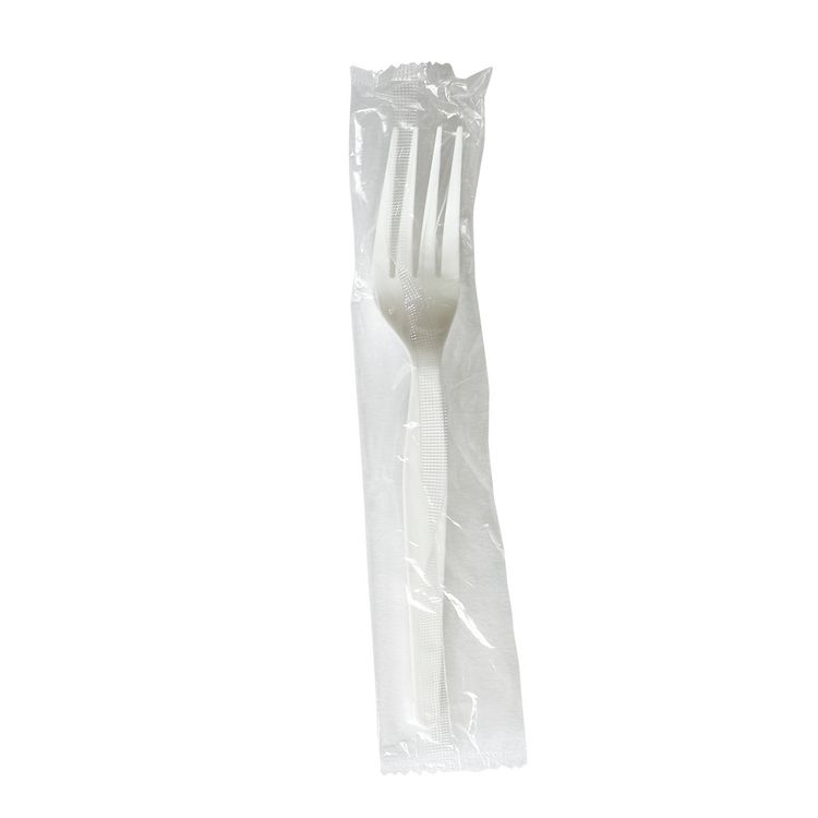 Boardwalk Heavyweight Wrapped Polystyrene Cutlery, Fork, Plastic, White, 1,000/Carton (BWKFORKWHPSIW)