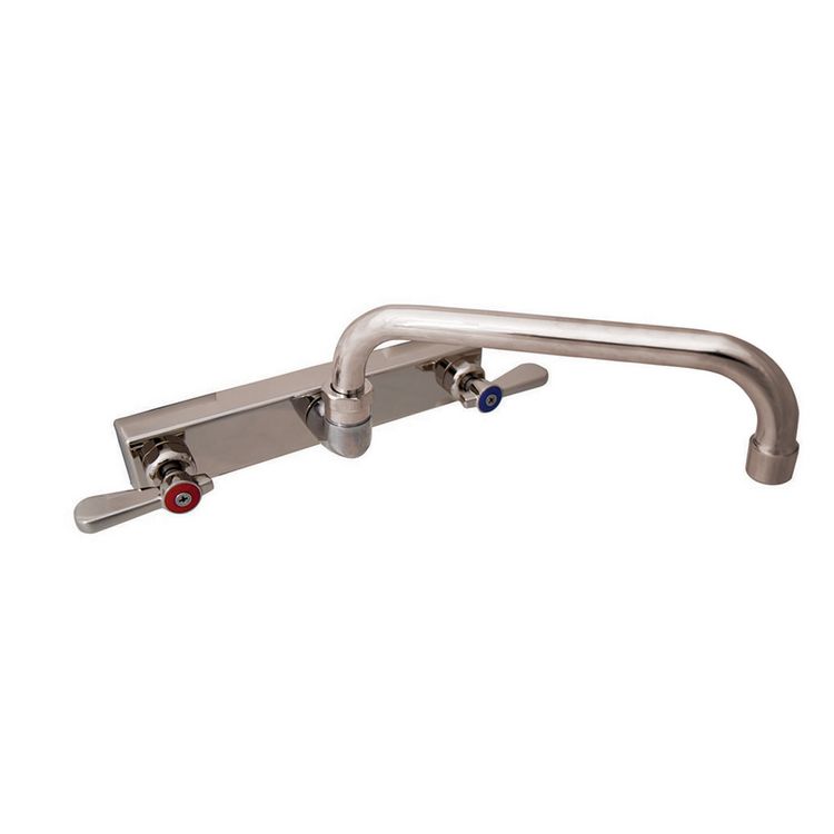 BK Resources Evolution Splash Mount Stainless Steel Faucet, 4.69" Height/12" Reach, Stainless Steel (BKEEVO8SM12)