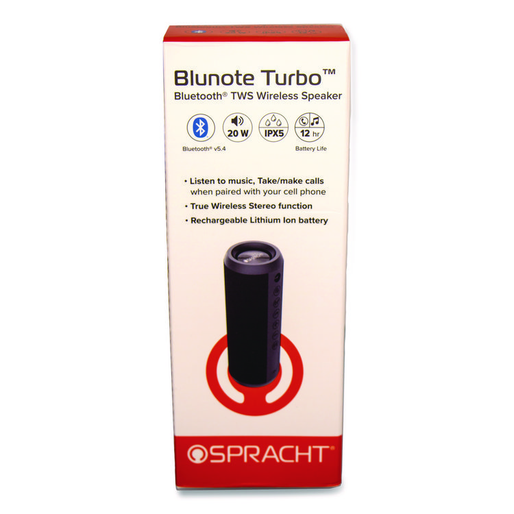 Spracht Blunote Turbo Wireless Speaker, Bluetooth, Black (SPTWS5010)