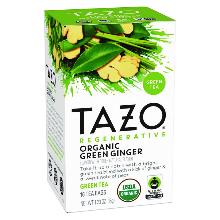 Tazo Tea Bags, Organic Green Ginger, 16/Box, 6 Boxes/Carton (TZO00356)