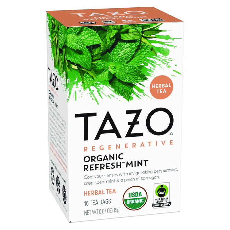 Tazo Tea Bags, Organic Refresh Mint, 16/Box, 6 Boxes/Carton (TZO00350)