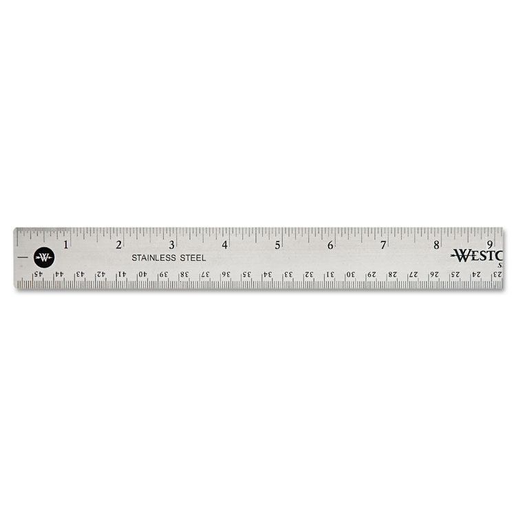 Westcott Stainless Steel Office Ruler With Non Slip Cork Base, Standard/Metric, 18" Long (ACM10417)