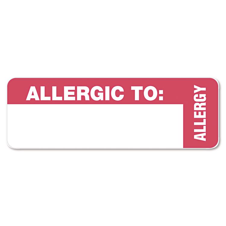 Tabbies Medical Labels, ALLERGIC TO, 1 x 3, White, 500/Roll (TAB40562)