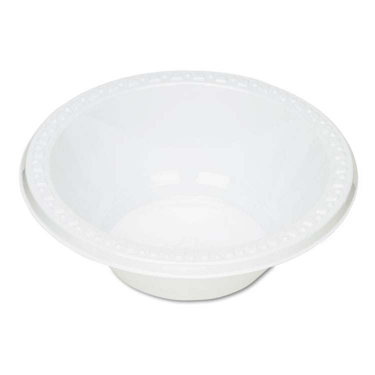 Tablemate Plastic Dinnerware, Bowl, 12 oz, White, 125/Pack (TBL12244WH)