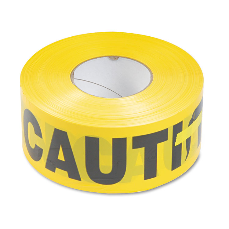 Tatco Caution Barricade Safety Tape, 3" x 1,000 ft, Black/Yellow (TCO10700)