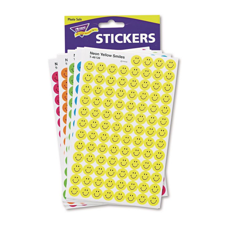 TREND SuperSpots and SuperShapes Sticker Variety Packs, Neon Smiles, Assorted Colors, 2,500/Pack (TEPT1942)