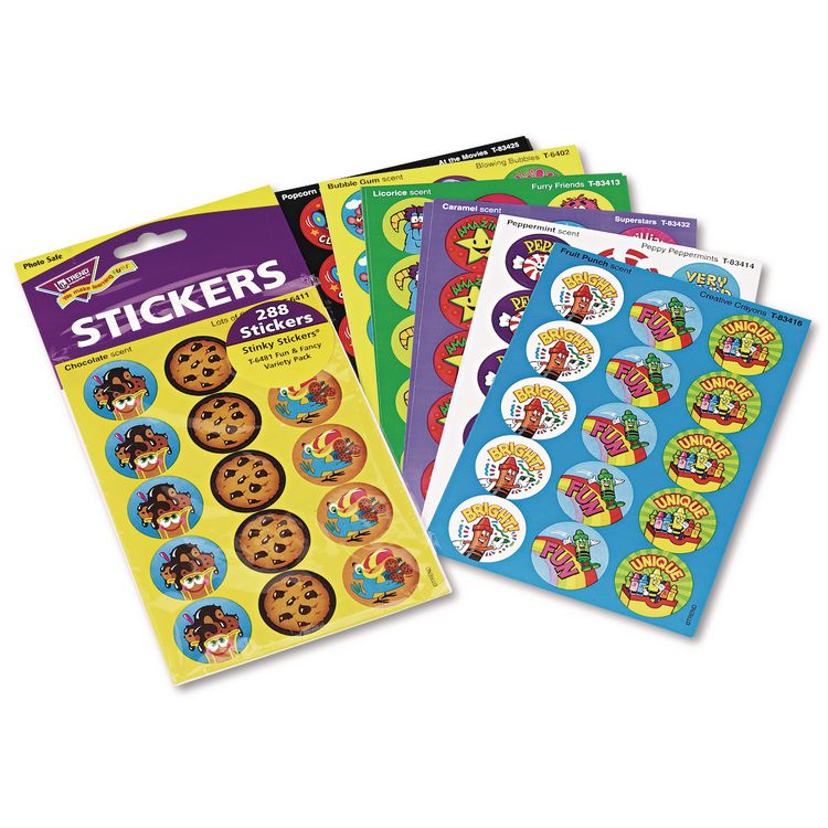 TREND Stinky Stickers Variety Pack, Colorful Favorites, Assorted Colors, 300/Pack (TEPT6481)
