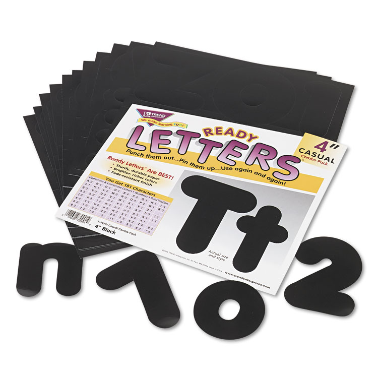TREND Ready Letters Casual Combo Set, 4" Tall, Black Characters, 182/Set (TEPT79901)