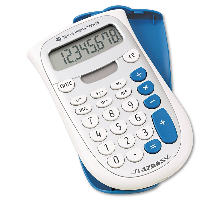 Texas Instruments TI-1706SV Handheld Pocket Calculator, 8-Digit LCD (TEXTI1706SV)