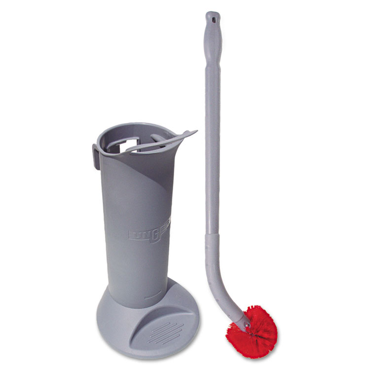 Unger Ergo Toilet Bowl Brush Complete: Wand, Brush Holder and Two Heads, Gray (UNGBBWHR)