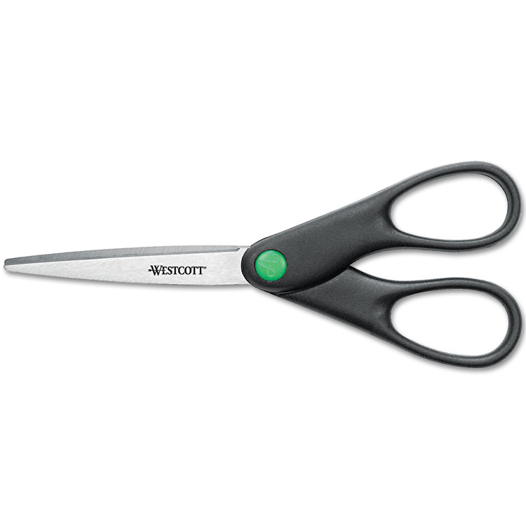 Westcott KleenEarth Scissors, 7" Long, 2.75" Cut Length, Straight Black Handle (ACM44218)