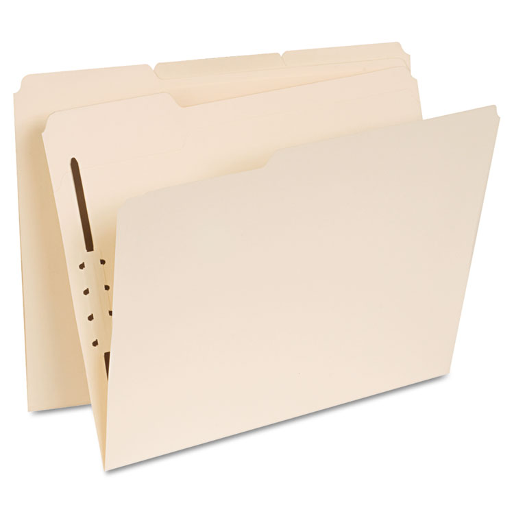 Universal Reinforced Top Tab Fastener Folders, 0.75" Expansion, 1 Fastener, Letter Size, Manila Exterior, 50/Box (UNV13410)