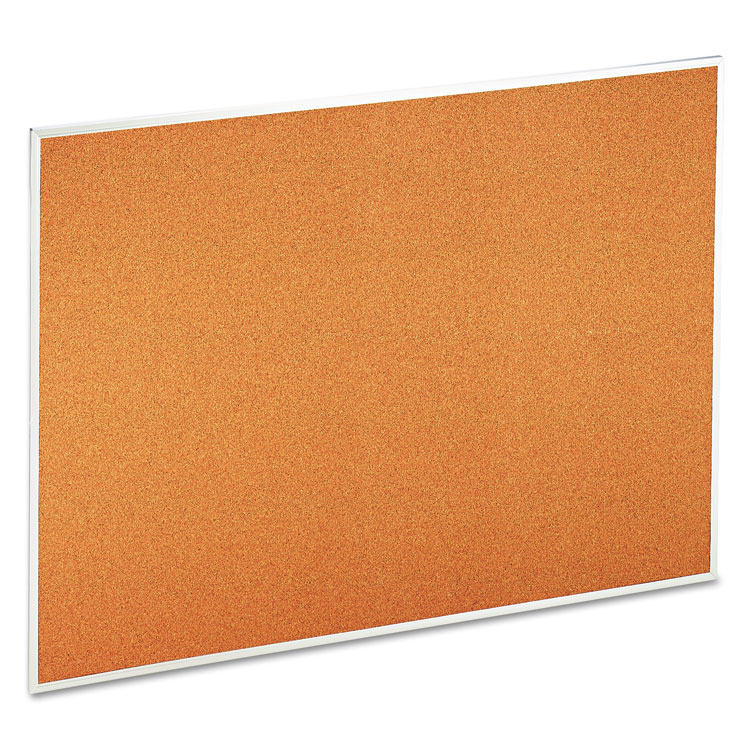 Universal Cork Bulletin Board, 48" x 36", Tan Surface, Satin Aluminum Frame (UNV43614)