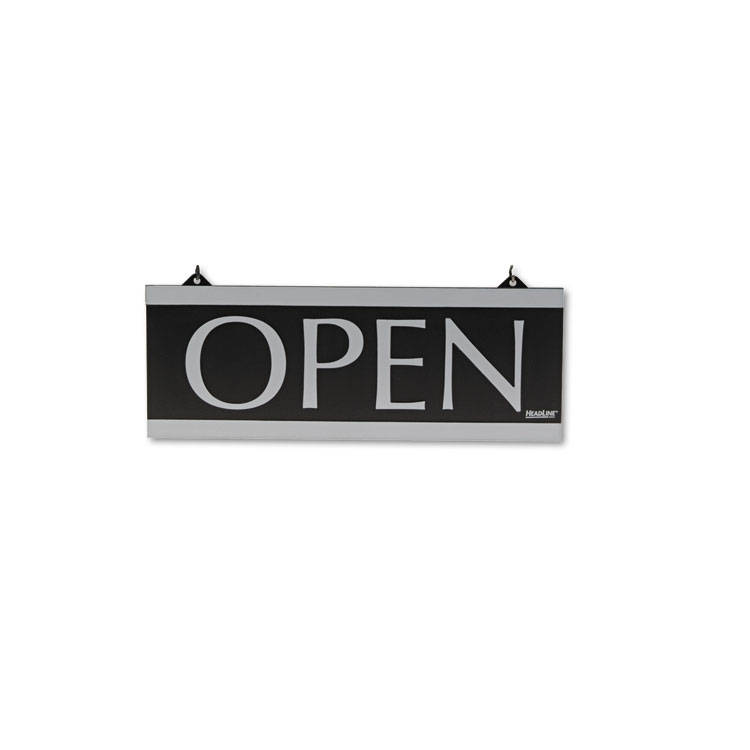 Headline Sign Century Series Reversible Open/Closed Sign, w/Suction Mount, 13 x 5, Black (USS4246)