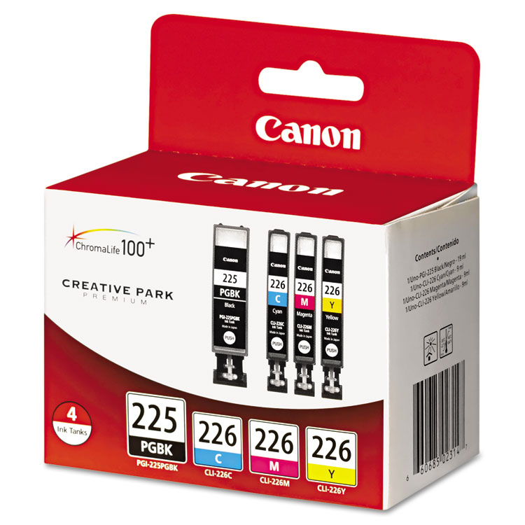 CANON USA, . 4530B008AA (PGI-225, CLI-226) Ink, Cyan/Magenta/Pigment Black/Yellow, 4/Pack (CNM4530B008)