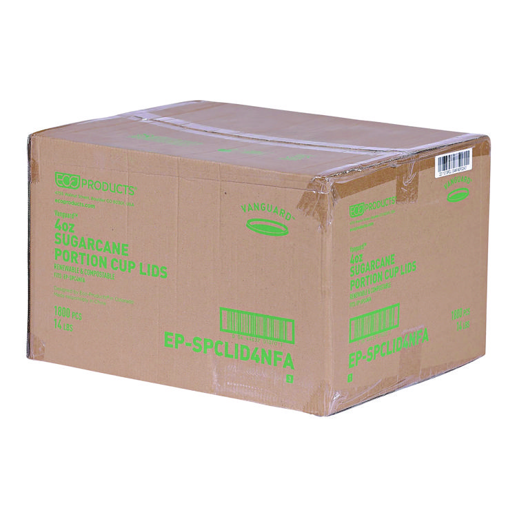 ECO-PRODUCTS,INC. Vanguard Sugarcane Portion Cup Lid, Fits 4 oz Portion Cups, White, 1,800/Carton (ECOEPSPCLID4NFA)