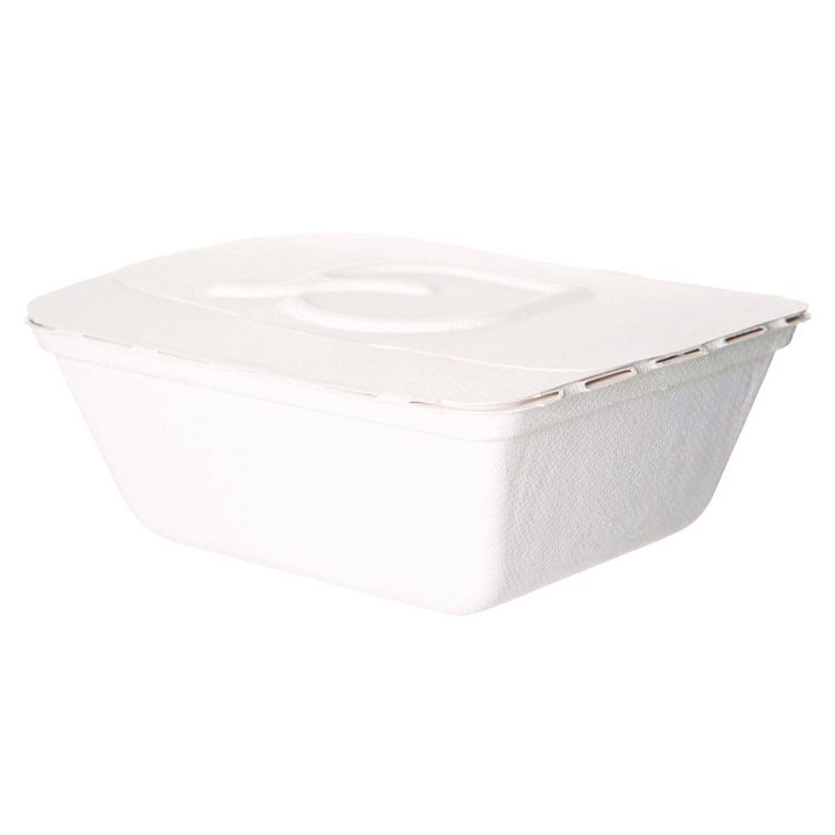 ECO-PRODUCTS,INC. Vanguard Folia Renewable and Compostable Take-Out Container, 3 Compartments, 35 oz, 5.8 x 6.9 x 2.5, White, Sugarcane, 300/CT (ECOEPFSC35NFA)