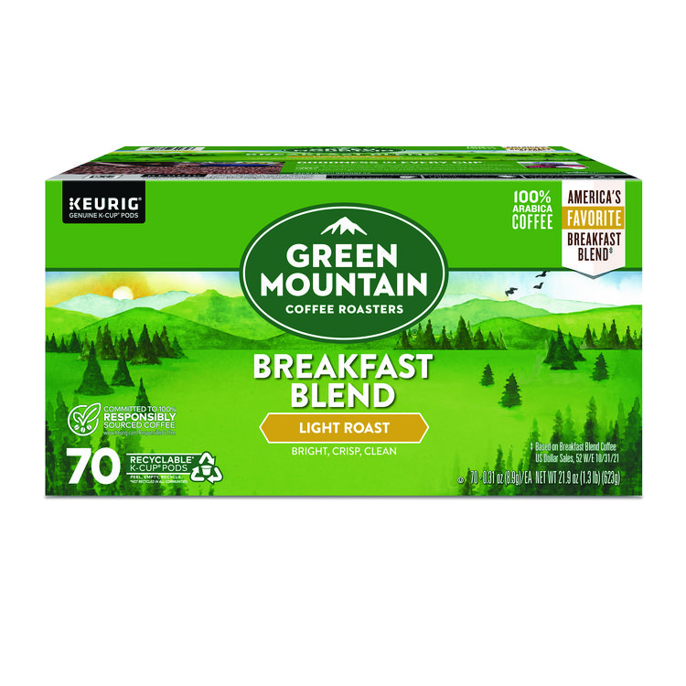 KEURIG DR PEPPER Breakfast Blend Coffee K-Cup Pods, Regular, 70/Box (GMT5000373741)