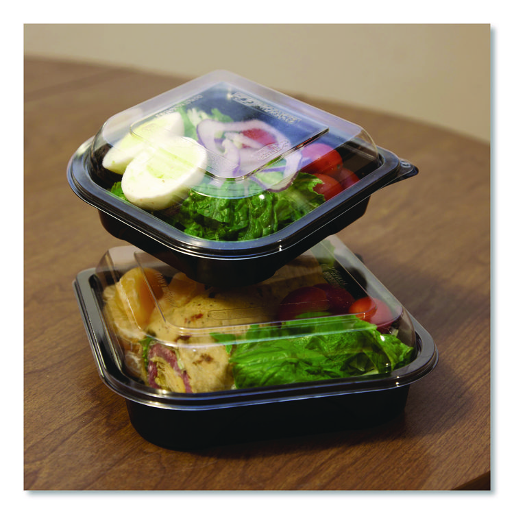 ECO-PRODUCTS,INC. BlueStripe Premium Take-Out Containers, 6.77 x 6.6 x 2.31, Black/Clear, Base/Lid Combo, Plastic, 150/Carton (ECOEPPTOR7)