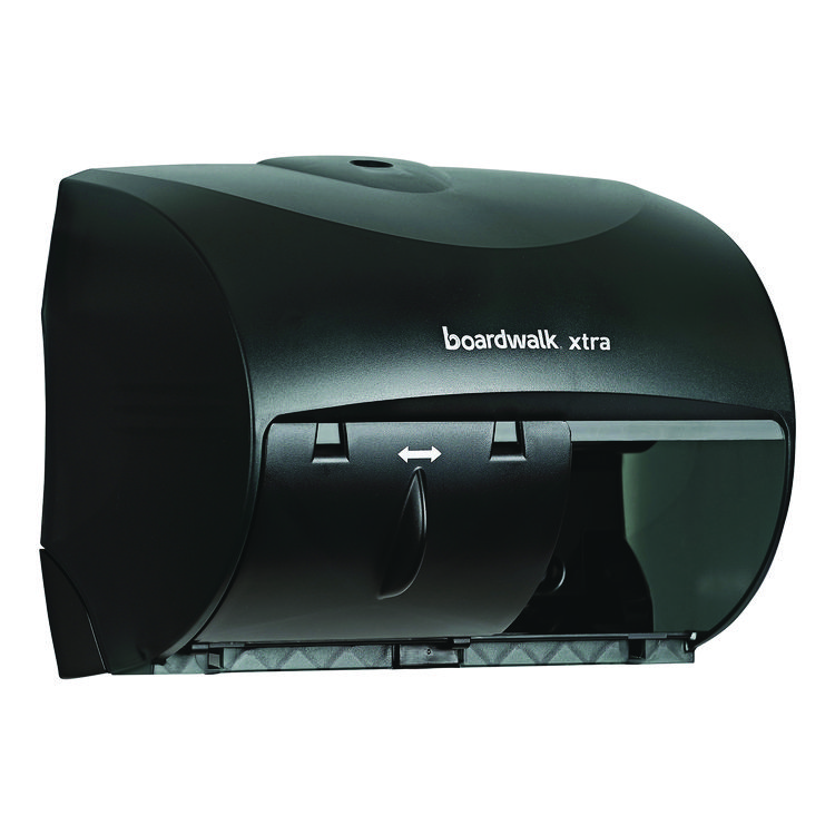 BOARDWALK Xtra Twin-Roll Controlled Bath Tissue Dispenser, 11.13 x 7.38 x 8.88, Translucent Black (BWK47GREEN)