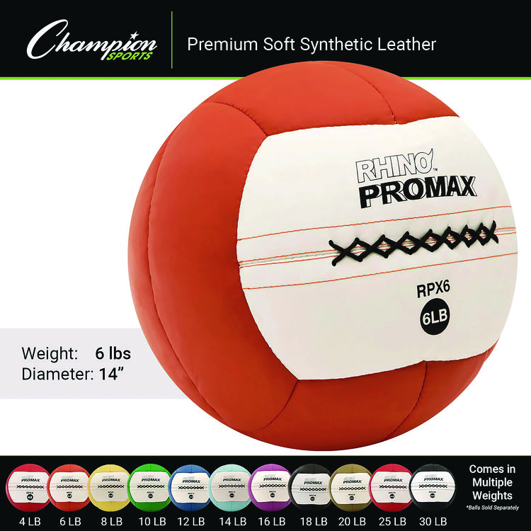 CHAMPION SPORT Rhino Promax Medicine Ball, 6 lb, Orange (CSIRPX6)