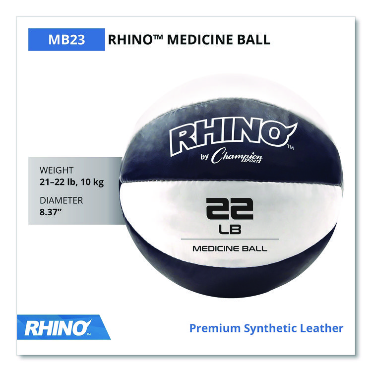 CHAMPION SPORT Rhino Leather Medicine Ball, 22 lb, Black/White (CSIMB23)