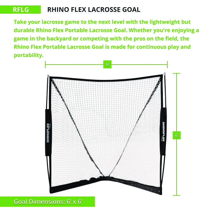CHAMPION SPORT Rhino Flex Lacrosse Goal, 6 ft x 6 ft, 1" dia Frame (CSIRFLG)