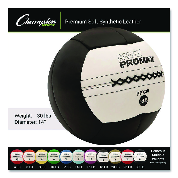CHAMPION SPORT Rhino Promax Medicine Ball, 30 lb, Black (CSIRPX30)