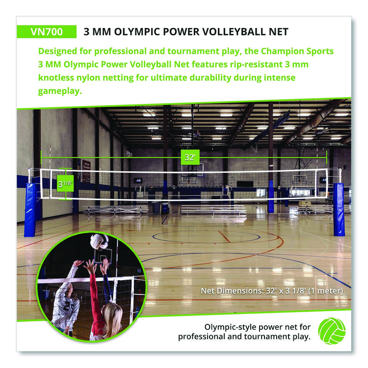 CHAMPION SPORT Olympic Power Volleyball Net, 32 ft x 3 ft (CSIVN700)
