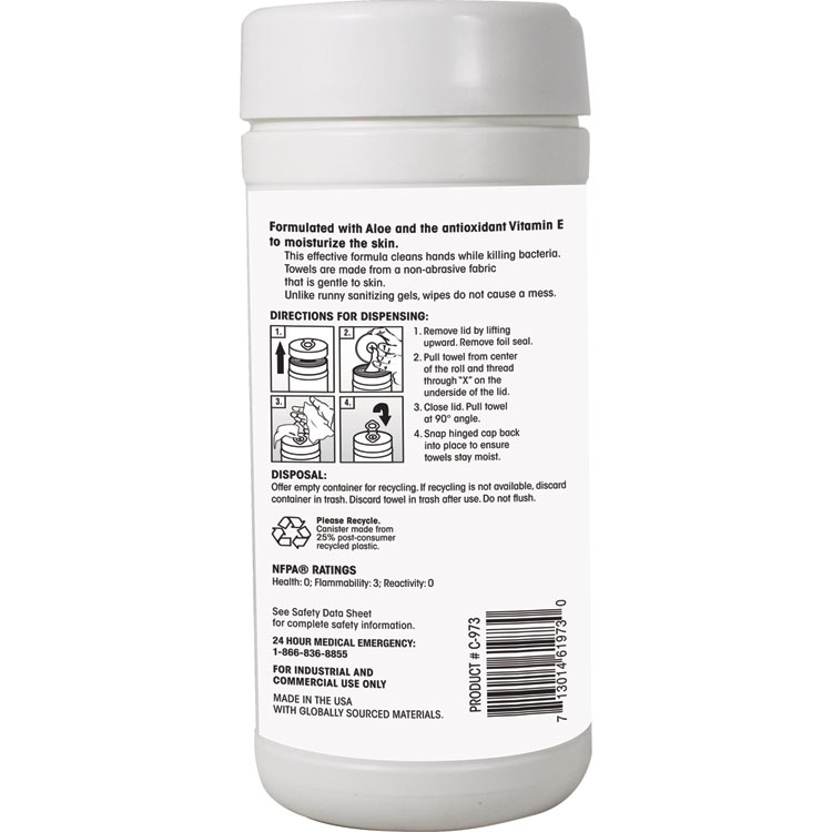 CLAIRE MANUFACTURING COMPANY Sana Wipe, 8 x 6, Fresh Wintergreen Scent, White, 6/Carton (CGC973)