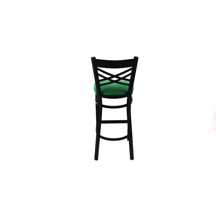 JMC FURNITURE X Series Barstool, Supports Up to 300 lb, 29.5" Seat Height, Green Seat, Black Back, Black Base (JMCXBSBVSGRN)