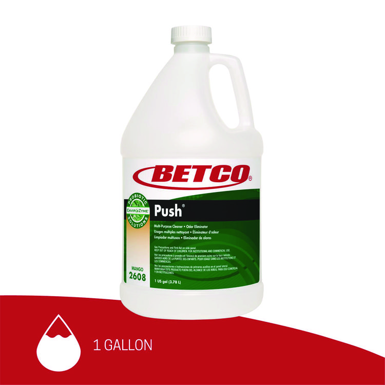 BETCO CORPORATION PUSH All Purpose Cleaner and Odor Eliminator, Mango Scent, 128 oz Bottle, 4/Carton (BET26080400)