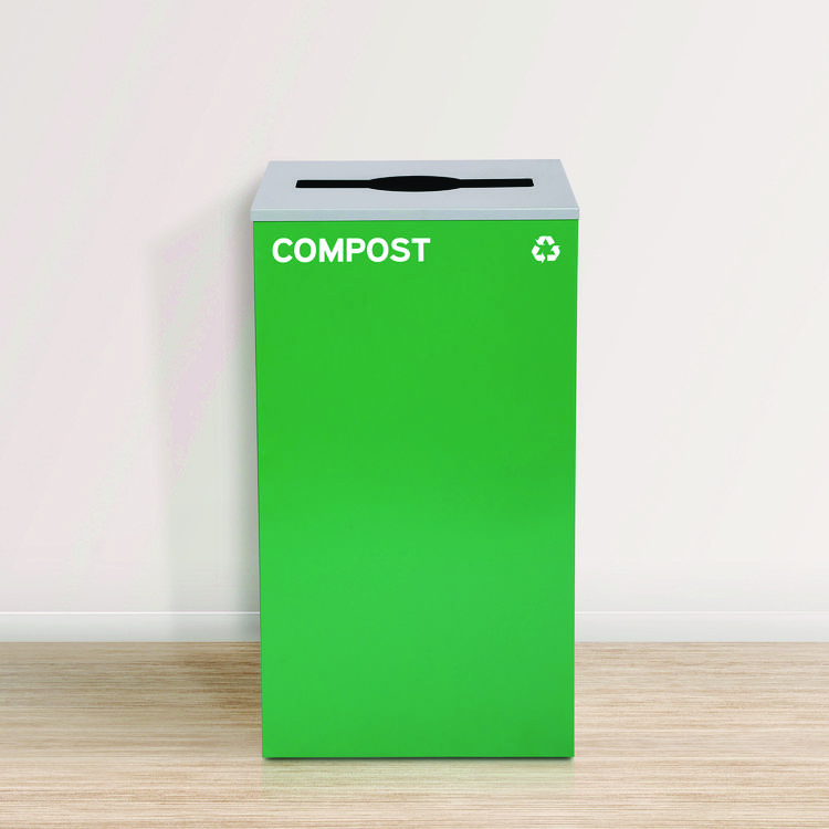 ALPINE INDUSTRIES 29 Gallon Trash/Recycling Cans, Steel, Blue Mixed Recycling w/Circle Lid, Green Compost w/Mixed Lid, Black Trash w/Square Lid (ALH4450BLKKIT37)