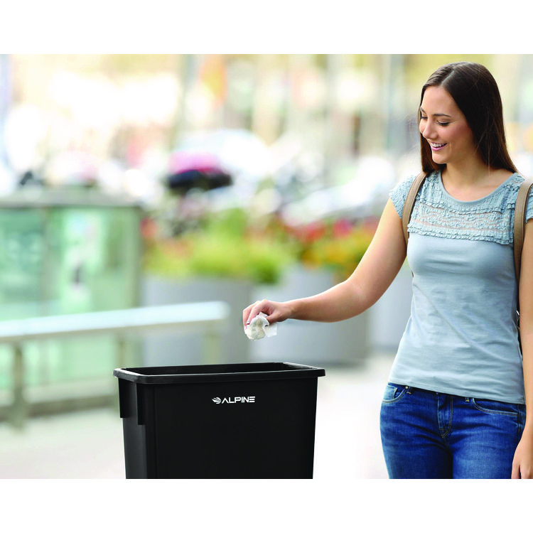 ALPINE INDUSTRIES Slim 23 Gallon Indoor Trash Can, Plastic, Black (ALHALP477BLK)