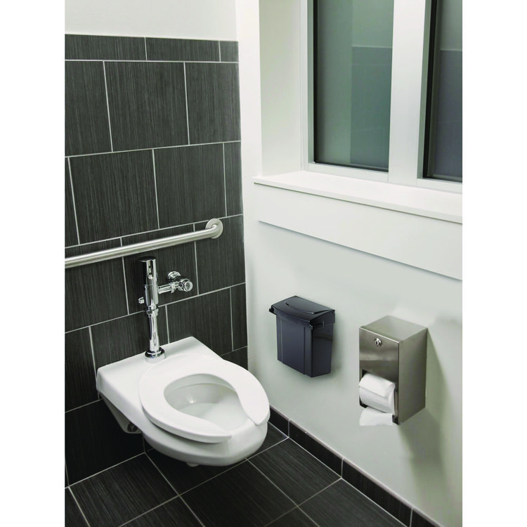 ALPINE INDUSTRIES Durable Plastic Surface Mount Sanitary Napkin Receptacle, Plastic, Black (ALHALP451BLA)